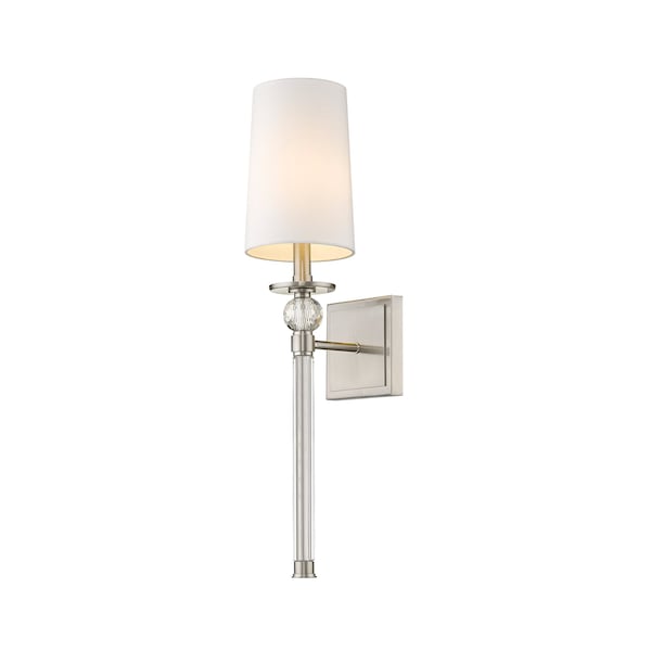 Z-Lite Mia 1 Light Wall Sconce, Brushed Nickel & White 805-1S-BN - main